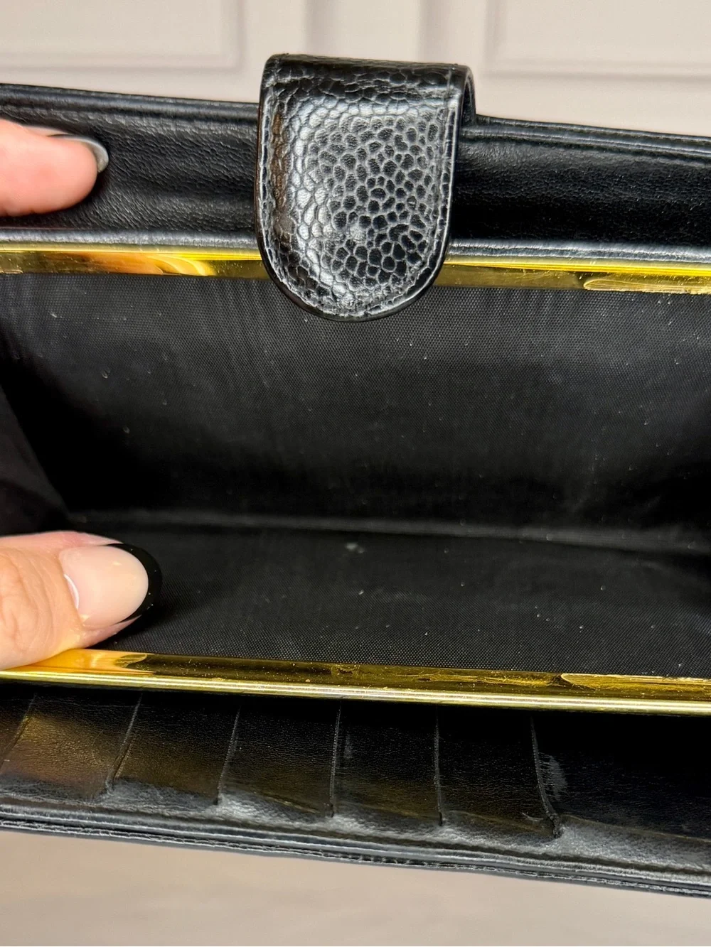 CHANEL Cambon Ligne Black Caviar Leather Long Snap Bifold Wallet Full Inclusion